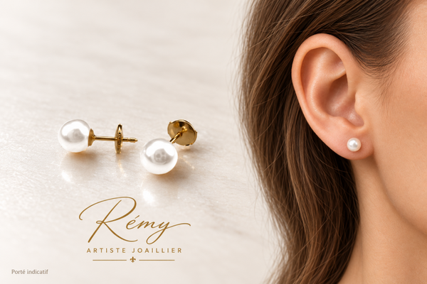 Boucles d’oreilles perles Akoya blanches 5 mm — or 750