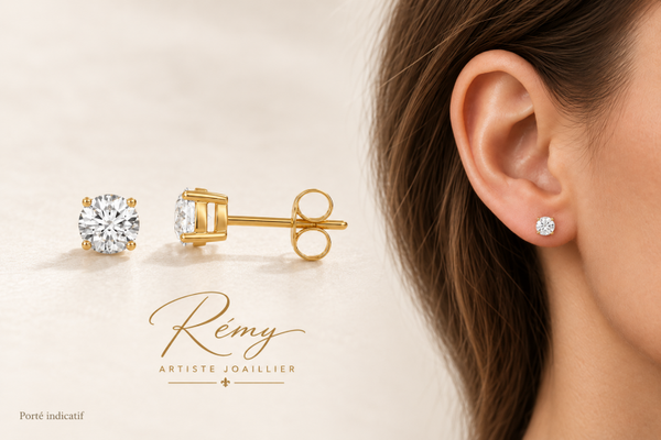 Boucles d’oreilles puces diamant de synthèse 0,25 ct