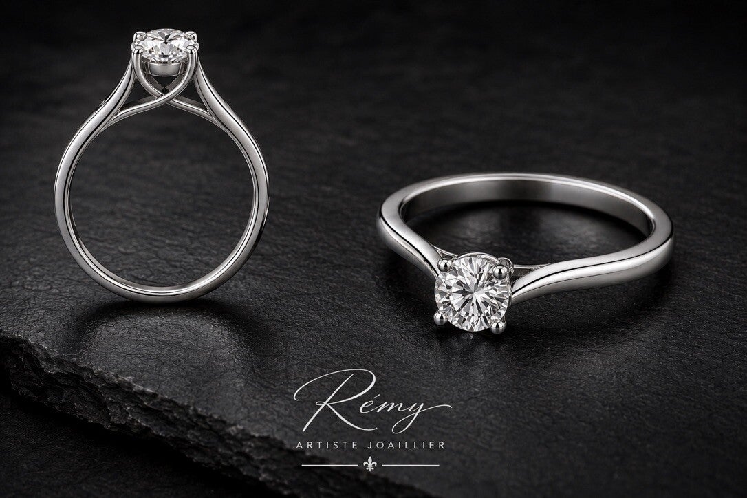 Solitaire diamant naturel – Platine 950/1000