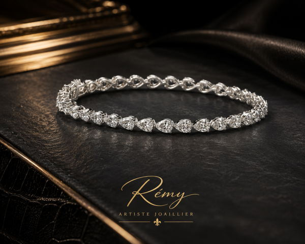 Bracelet rivière diamants poire 3,50 ct – Or blanc 18 carats