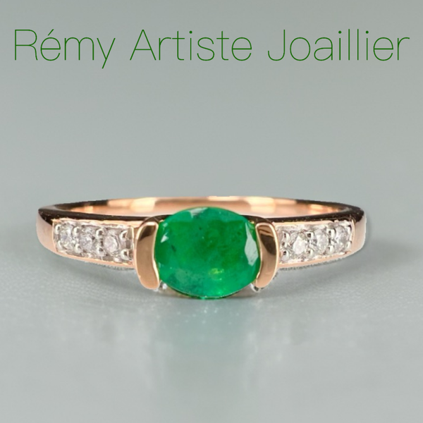 Bague “Souffle de terre” – Émeraude et diamants sur or 18k