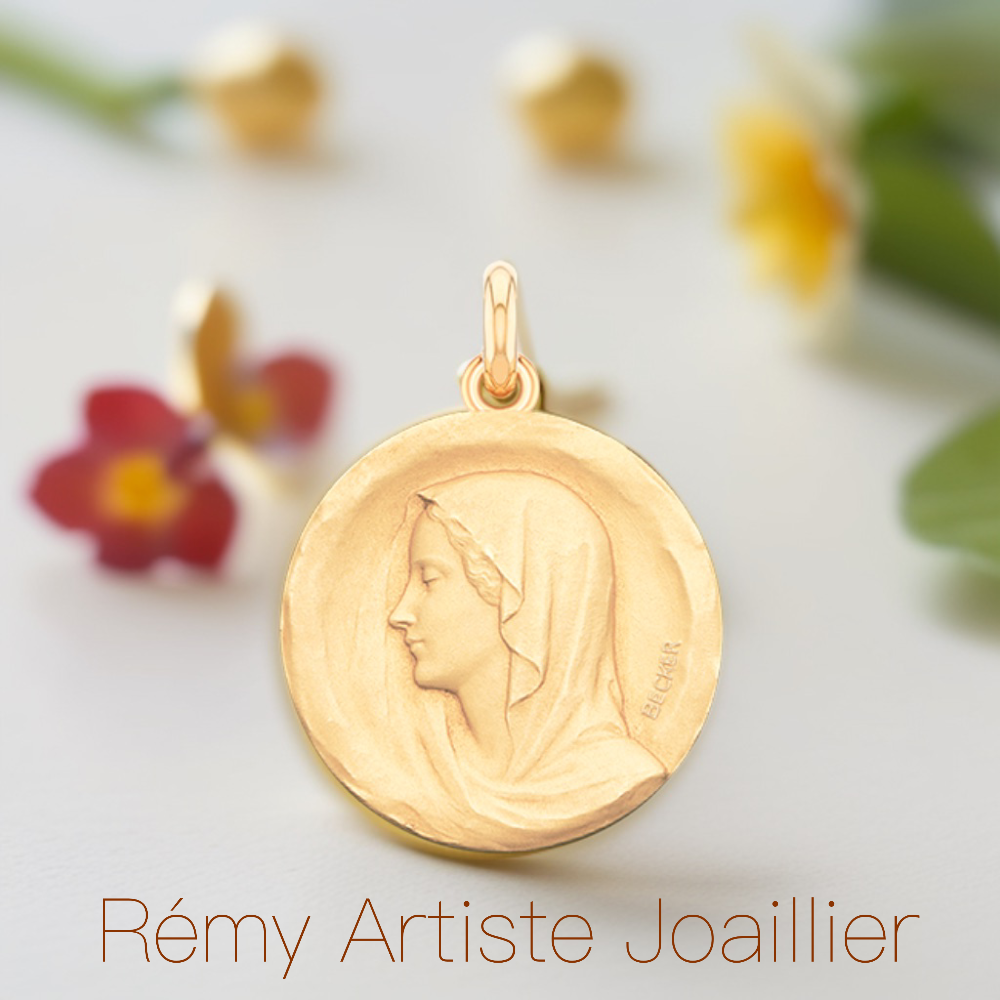 Médaille Régina or jaune/rose/blanc 15 mm