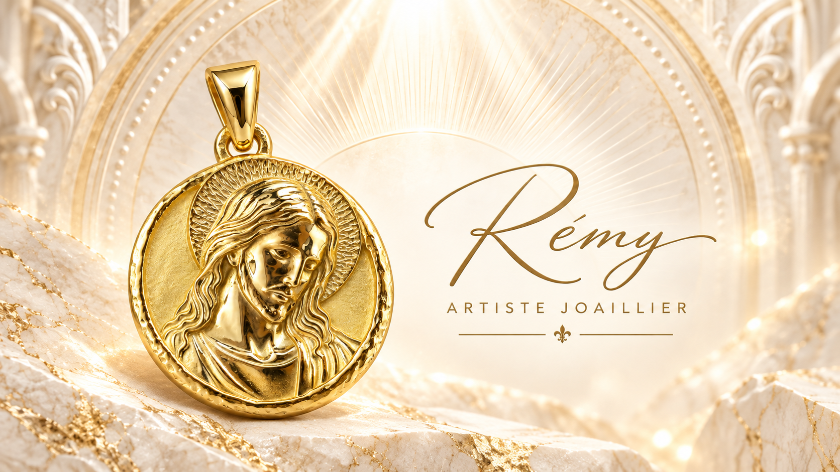Médaille Christ auréolée – Or jaune 750‰