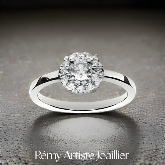 1195€. Bague  Diamants synthétiques  0,50 carat GVs  Or 750/1000 3,85 grammes