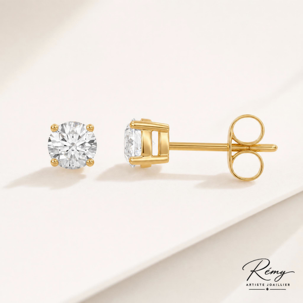 Boucles d’oreilles puces diamant de synthèse 0,25 ct