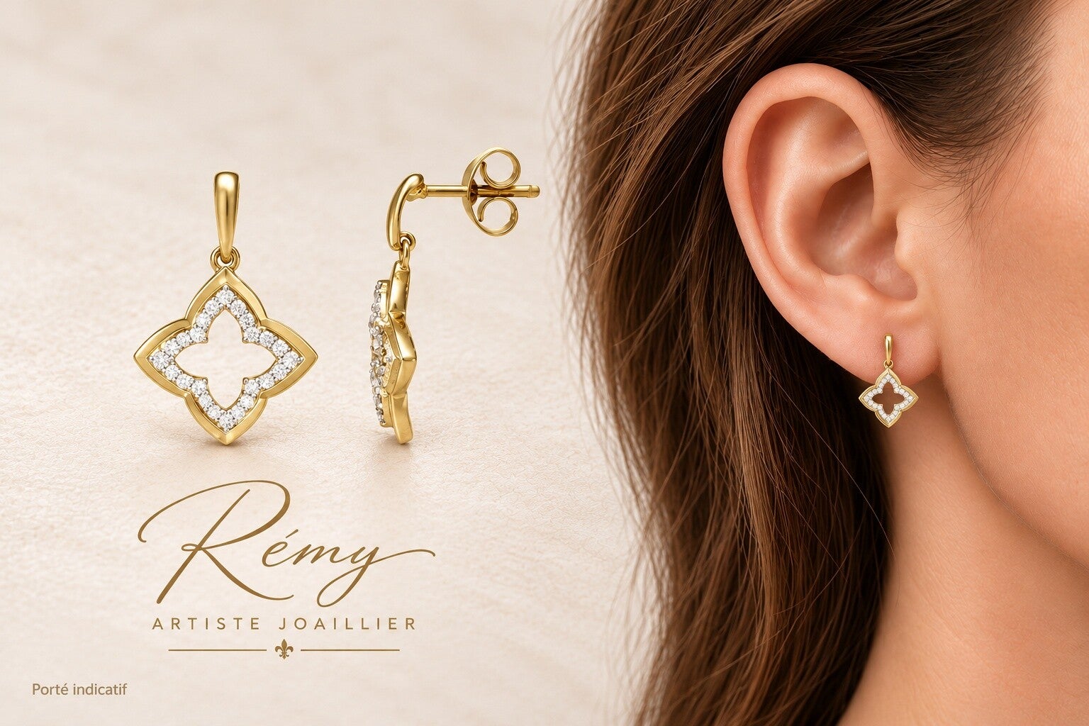 Boucles Arabesque — or jaune 750 et diamants 0,15 ct
