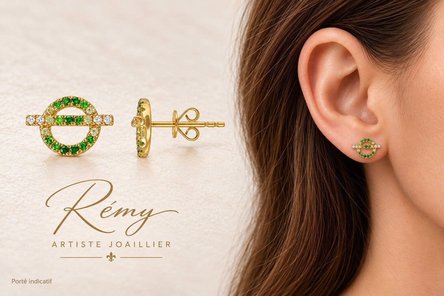 Boucles Oasis — or jaune 750, grenats verts, saphirs et diamants