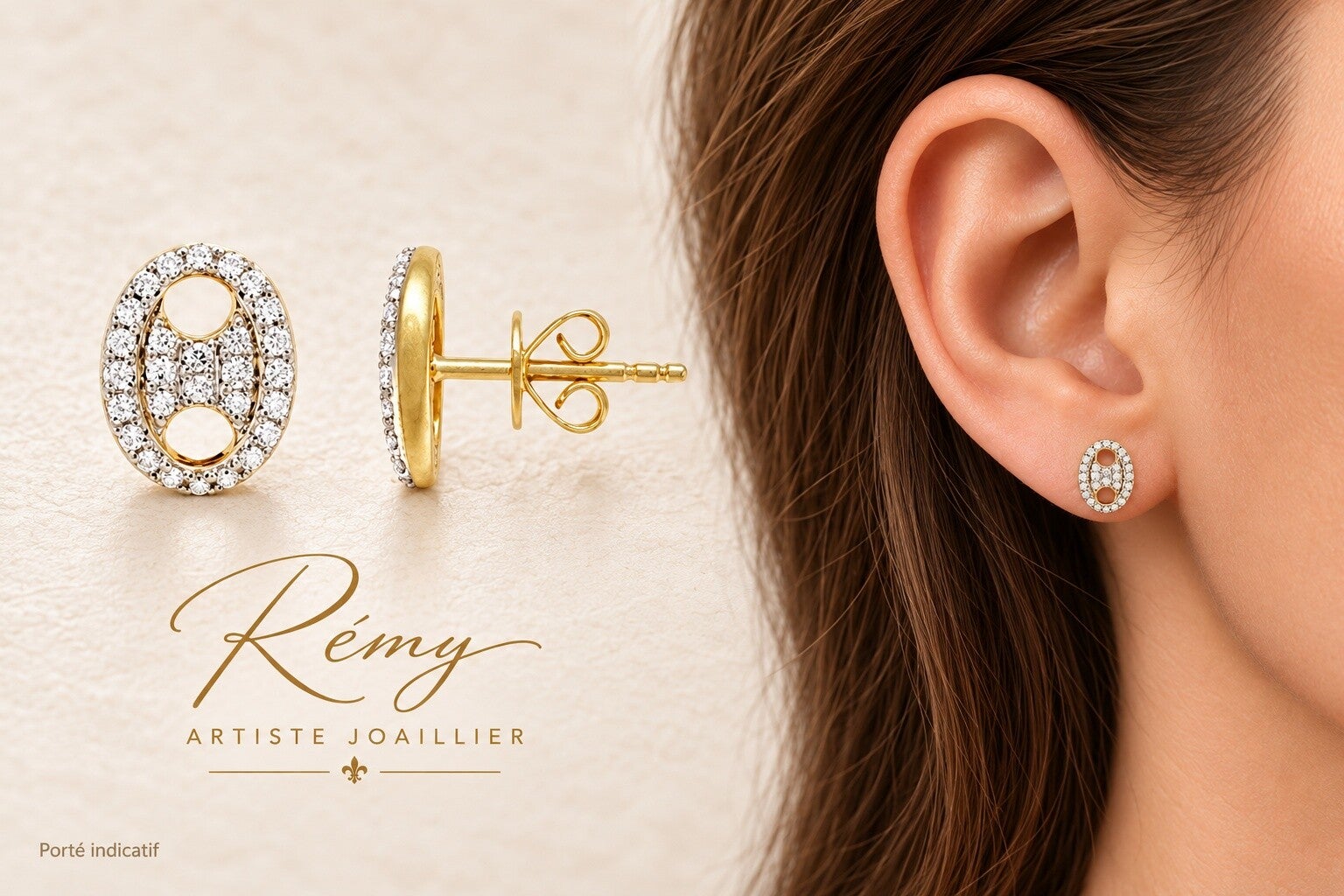 Boucles Grains de café — or jaune 750 et diamants 0,20 ct