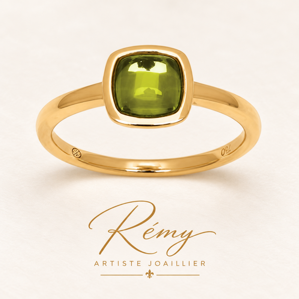Bague Péridot coussin cabochon 1,50 ct — or 750