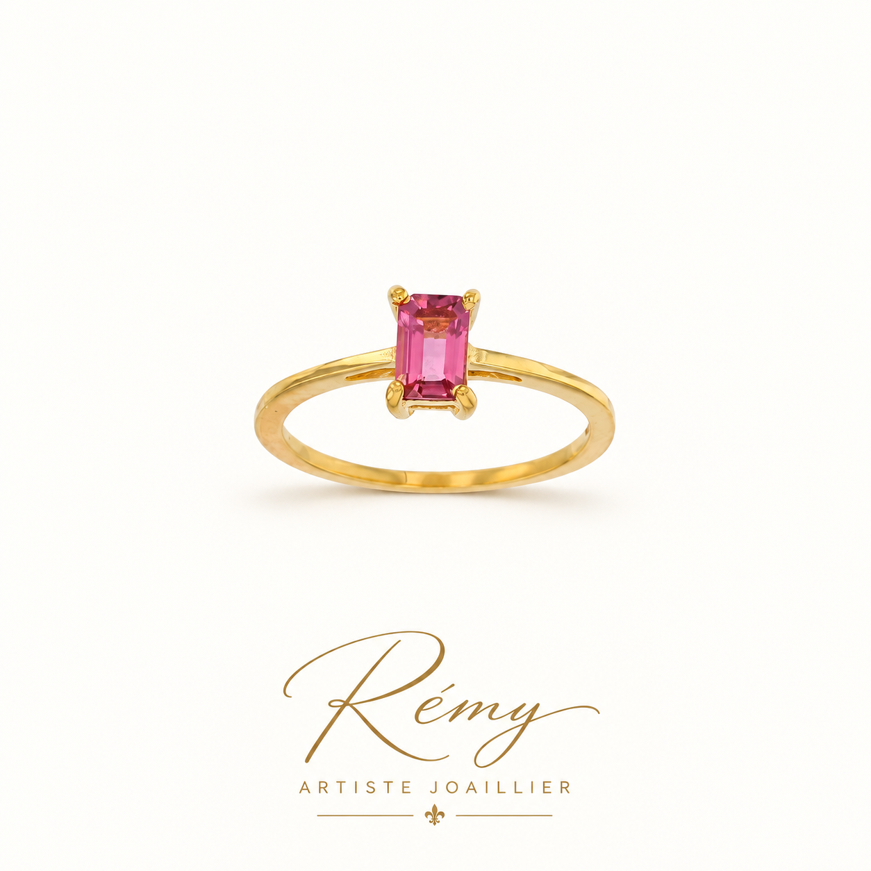 Bague tourmaline rose 6 × 4 mm — or 750