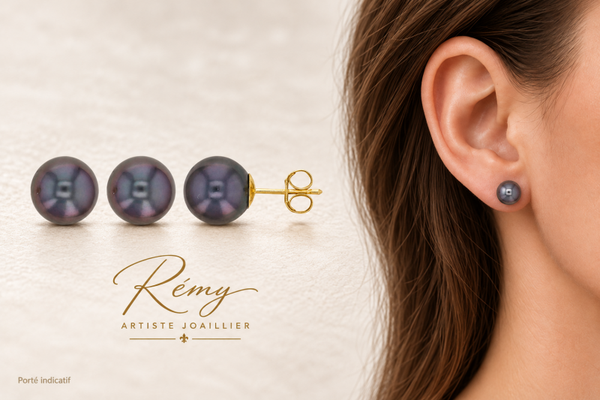 Boucles d’oreilles perles de Tahiti 8–9 mm — or 750