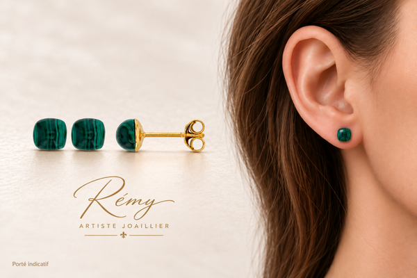 Boucles d’oreilles malachite — or 750