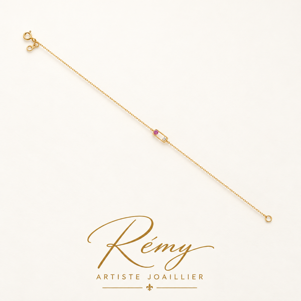 Bracelet Saphir rose et diamants — or 750