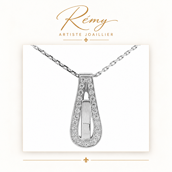 Collier Serment d’Amour – Or blanc 750 – Diamants GVS 0,17 ct