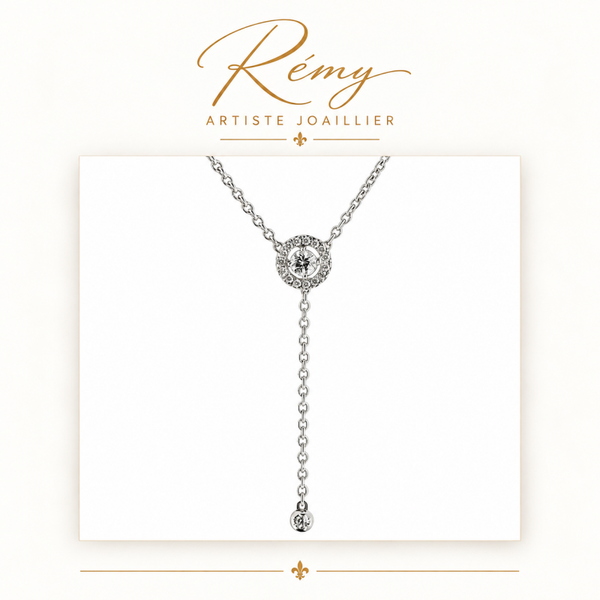 Collier cravate diamants – Or blanc 750 – Diamants GVS 0,26 ct