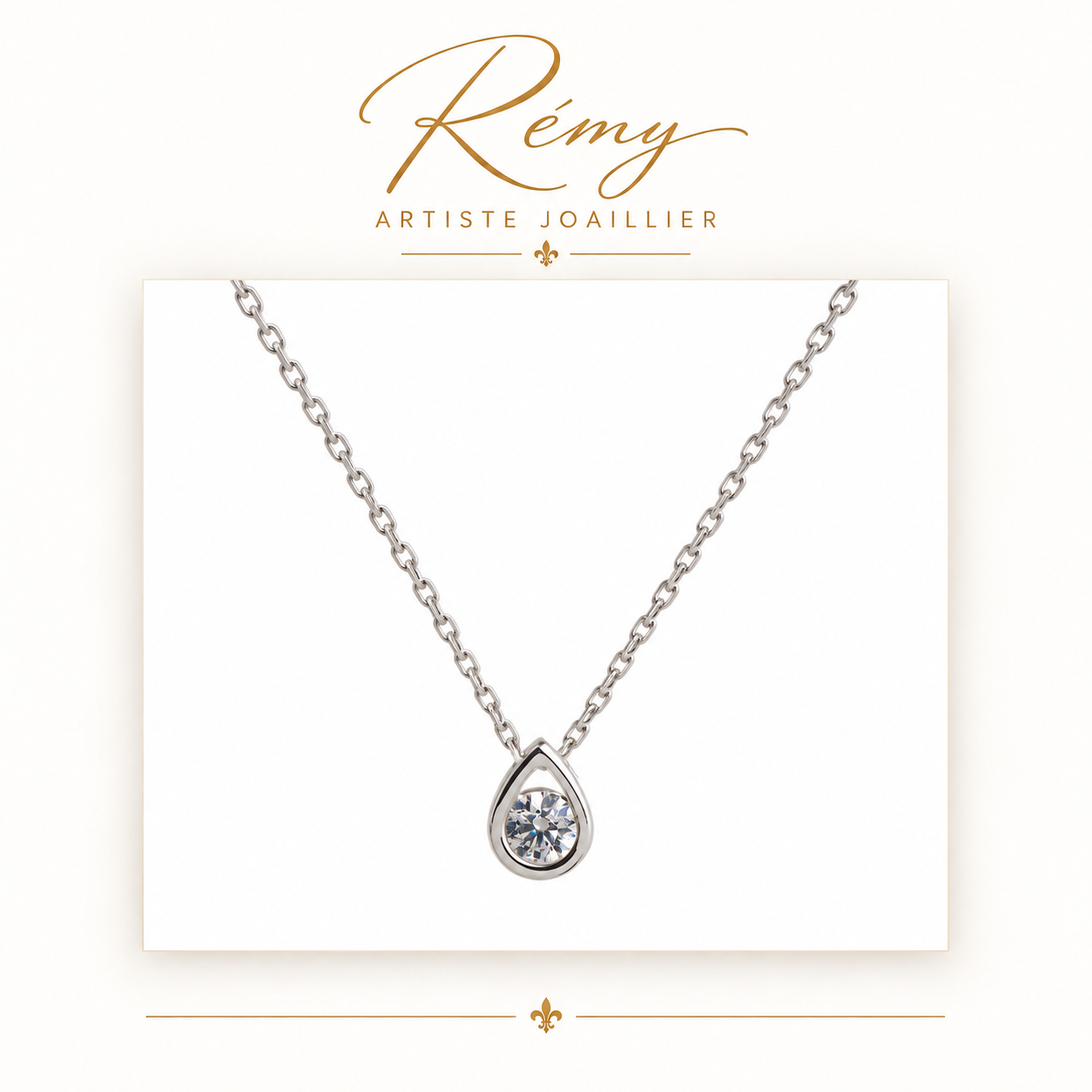 Collier Larme – Or blanc 750 – Diamant GVS 0,10 ct