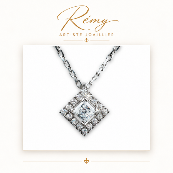 Collier Princesse – Or blanc 750 – Diamants GVS 0,18 ct