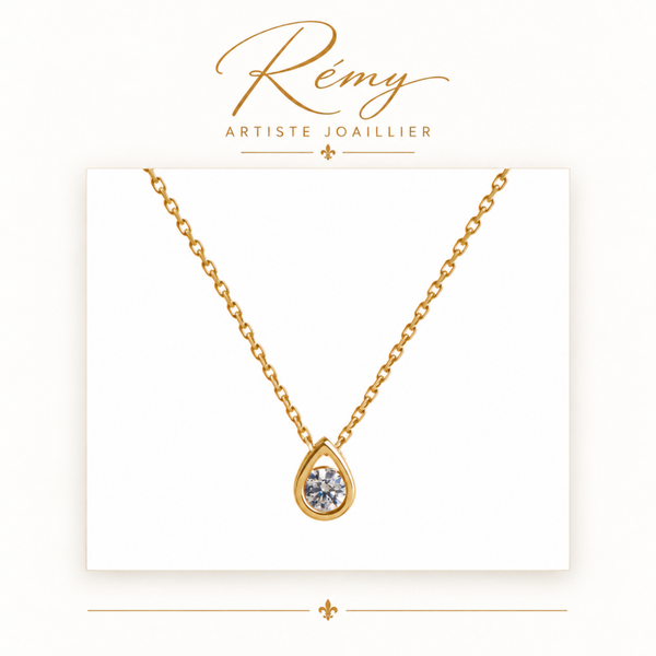 Collier Larme – Or jaune 750 – Diamant GVS 0,30 ct