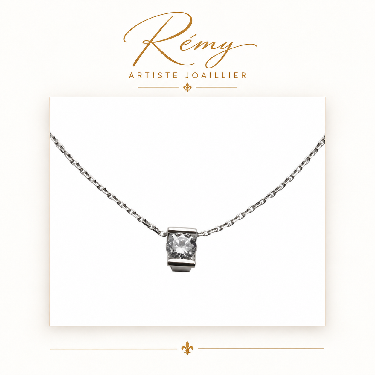 Collier Hirondelle – Or blanc 750 – Diamant GVS 0,20 ct