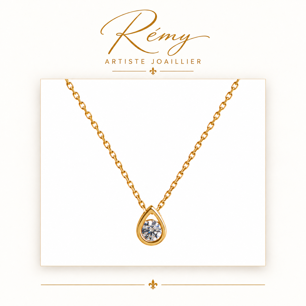 Collier Larme – Or jaune 750 – Diamant GVS 0,10 ct