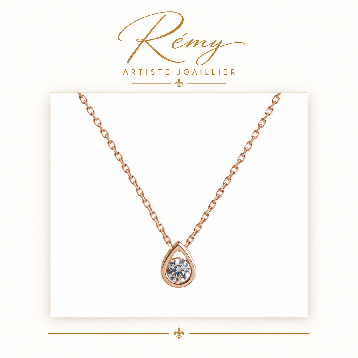 Collier Larme – Or rose 750 – Diamant GVS 0,10 ct
