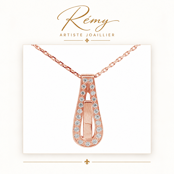 Collier Serment d’Amour – Or rose 750 – Diamants GVS 0,17 ct