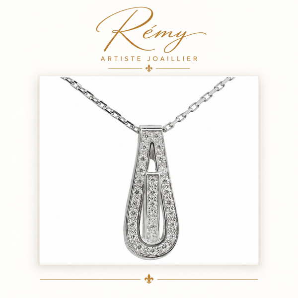Collier Serment d’Amour – Or blanc 750 – Diamants GVS 0,21 ct