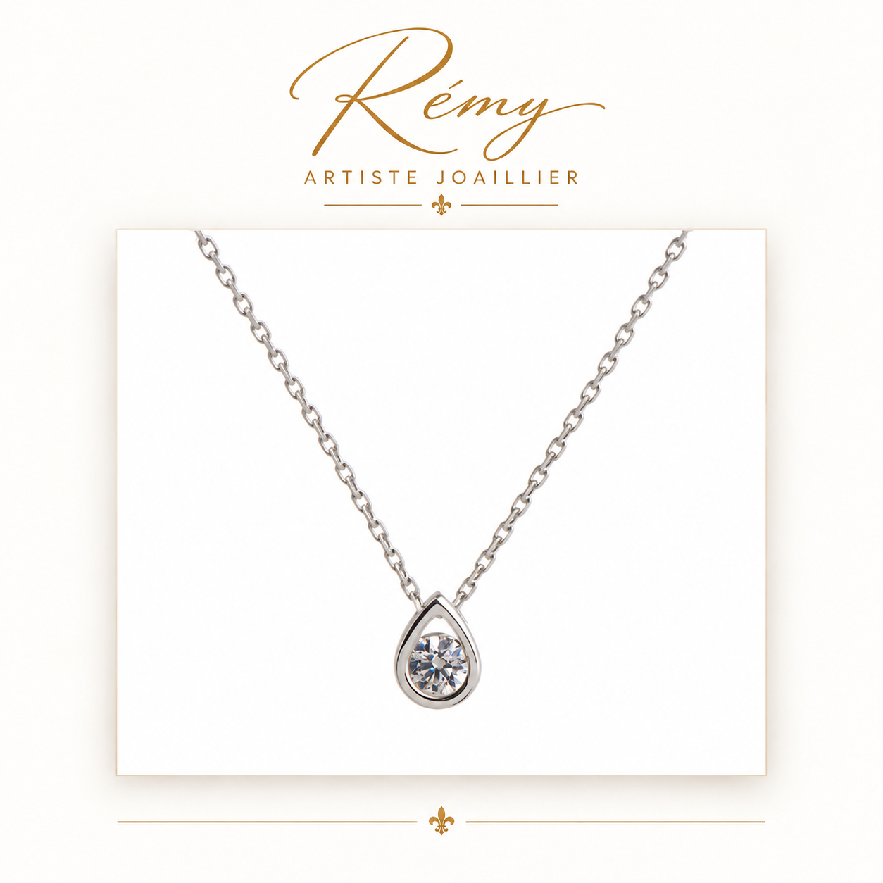 Collier Larme – Or blanc 750 – Diamant GVS 0,20 ct