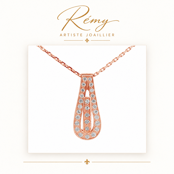 Collier Serment d’Amour – Or rose 750 – Diamants GVS 0,21 ct