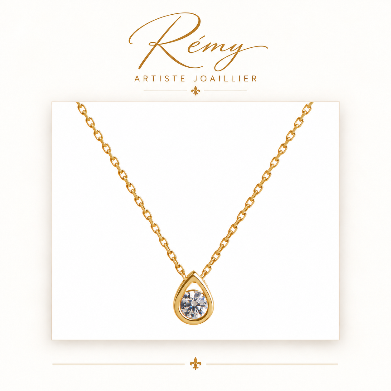 Collier Larme – Or jaune 750 – Diamant GVS 0,20 ct