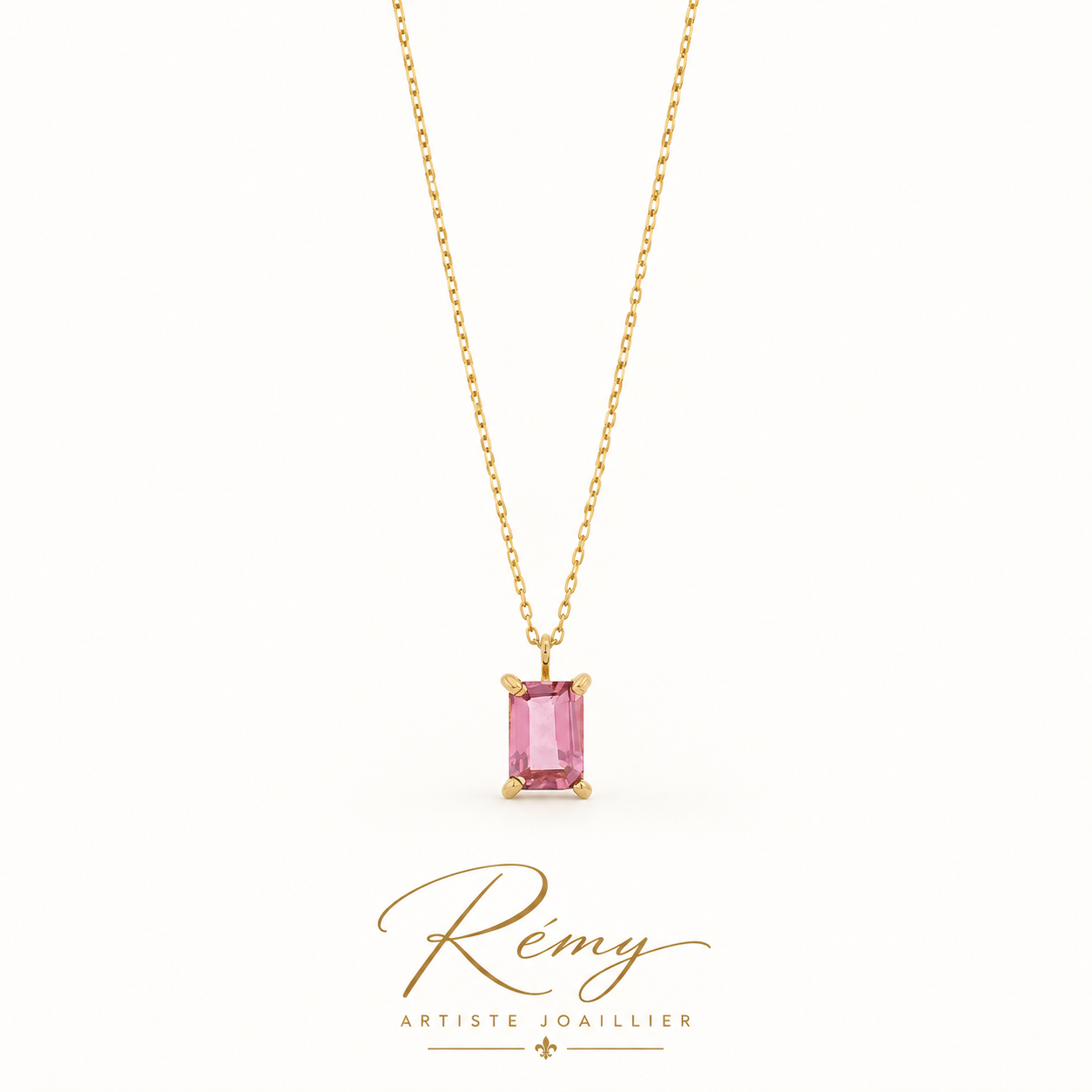 Collier tourmaline rose 7 × 5 mm — or 750