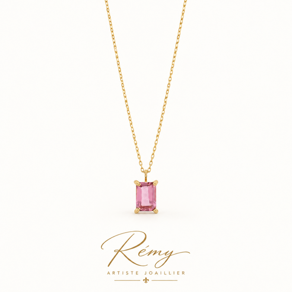 Collier tourmaline rose 7 × 5 mm — or 750