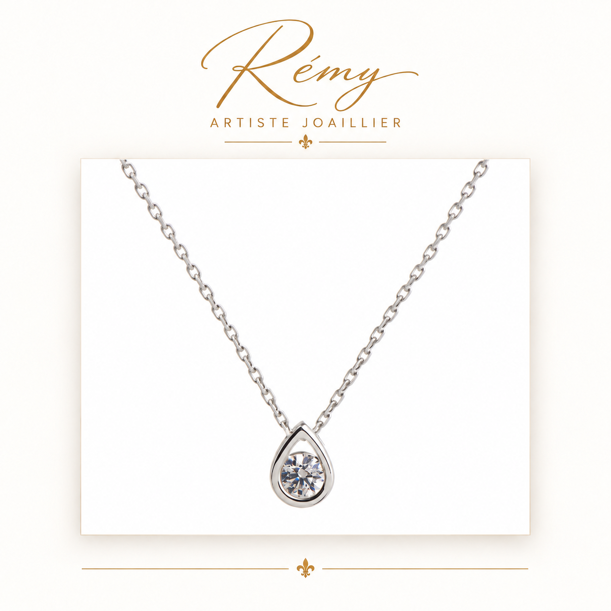 Collier Larme – Or blanc 750 – Diamant GVS 0,30 ct