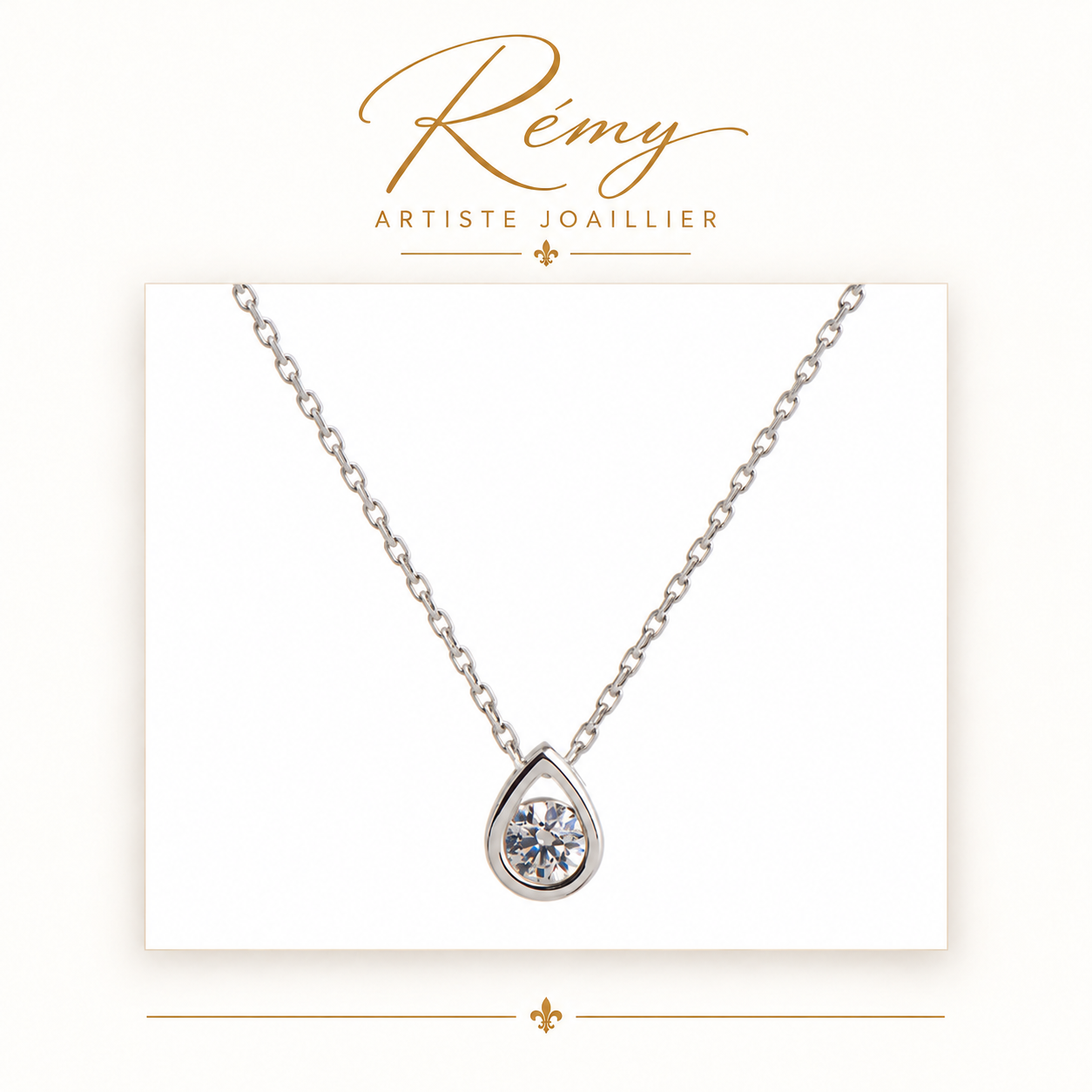 Collier Larme – Or blanc 750 – Diamant GVS 0,15 ct