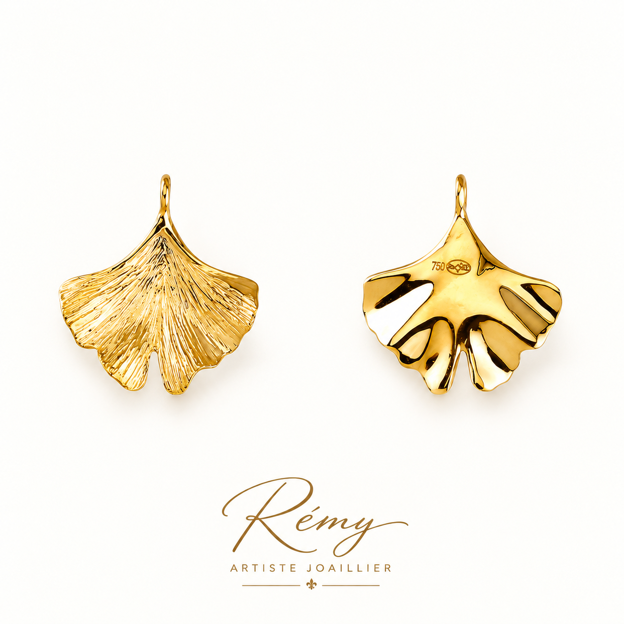 Pendentif feuille de Ginkgo — or 750