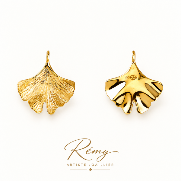 Pendentif feuille de Ginkgo — or 750