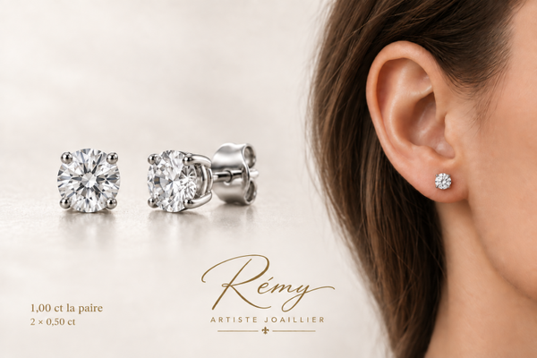 Boucles d’oreilles diamants naturels — 1 carat la paire