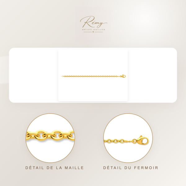 Chaîne maille Forçat ronde 1,90 mm, 45 cm, Or jaune 18k