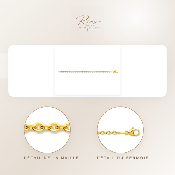 Chaîne maille Forçat ronde 2,50 mm, 45 cm, Or jaune 18k