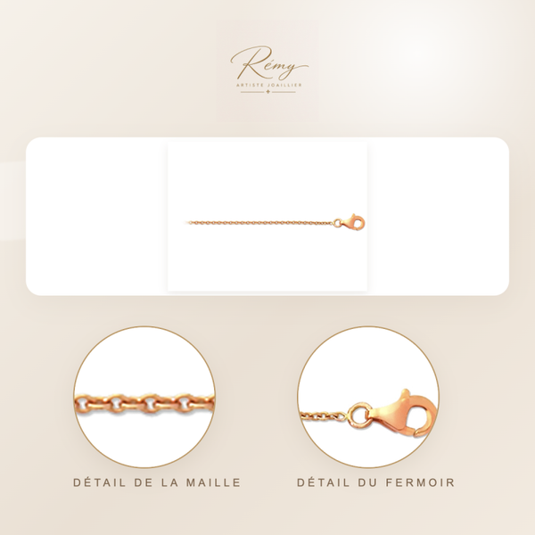 Chaîne maille Forçat ronde 1,30 mm, 45 cm, Or rose 18k