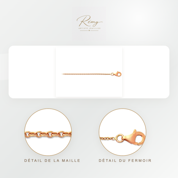 Chaîne maille Forçat ronde 1,50 mm, 45 cm, Or rose 18k