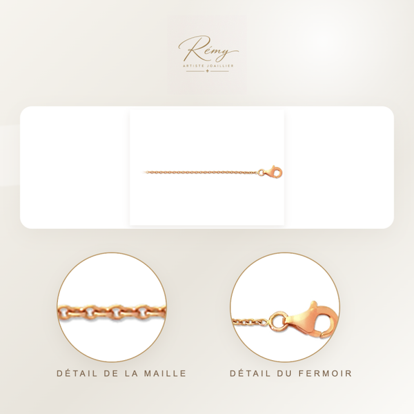 Chaîne maille Forçat ronde 1,90 mm, 45 cm, Or rose 18k