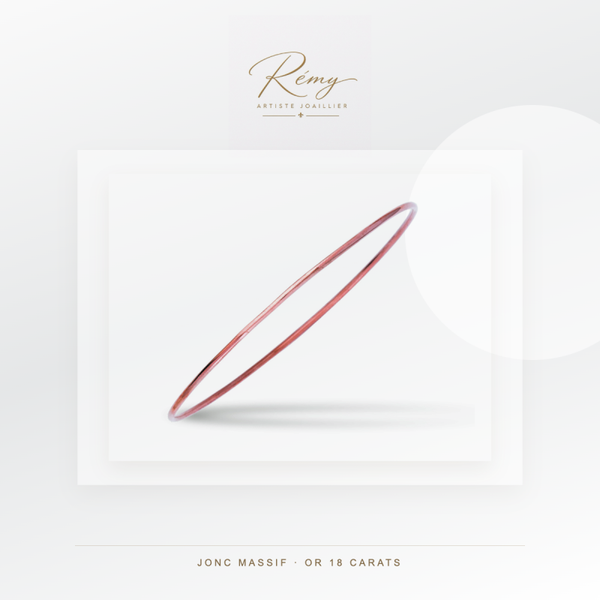 Bracelet jonc massif, fil rond 1,5 mm, diamètre 58 mm, Or rose 18k