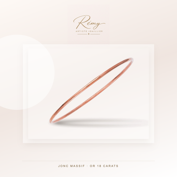 Bracelet jonc massif, fil rond 2,5 mm, diamètre 63 mm, Or rose 18k