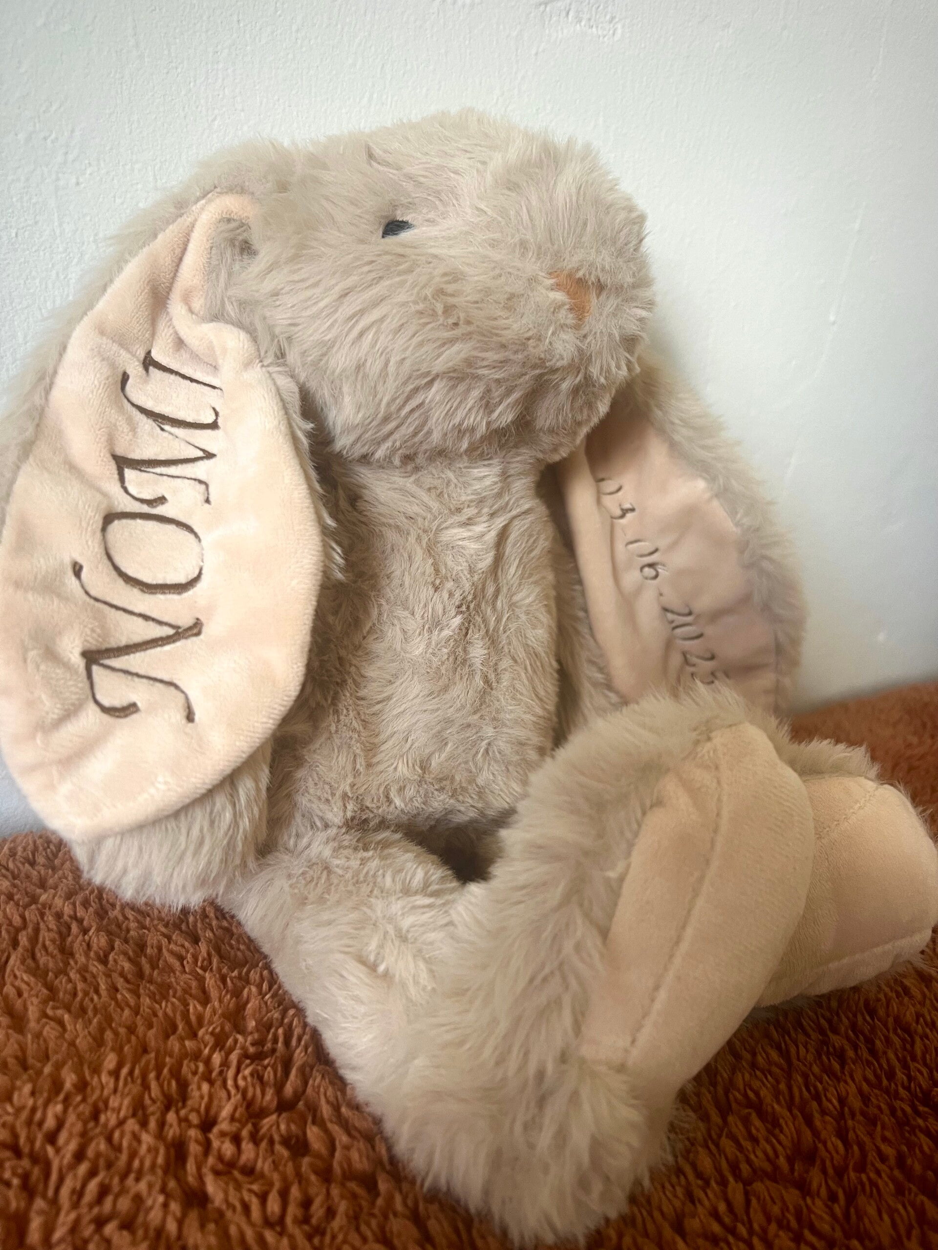 Gepersonaliseerd Konijntje  38 cm 🐰 Knuffelkonijn met Naam / Persoonlijk & Uniek Cadeau