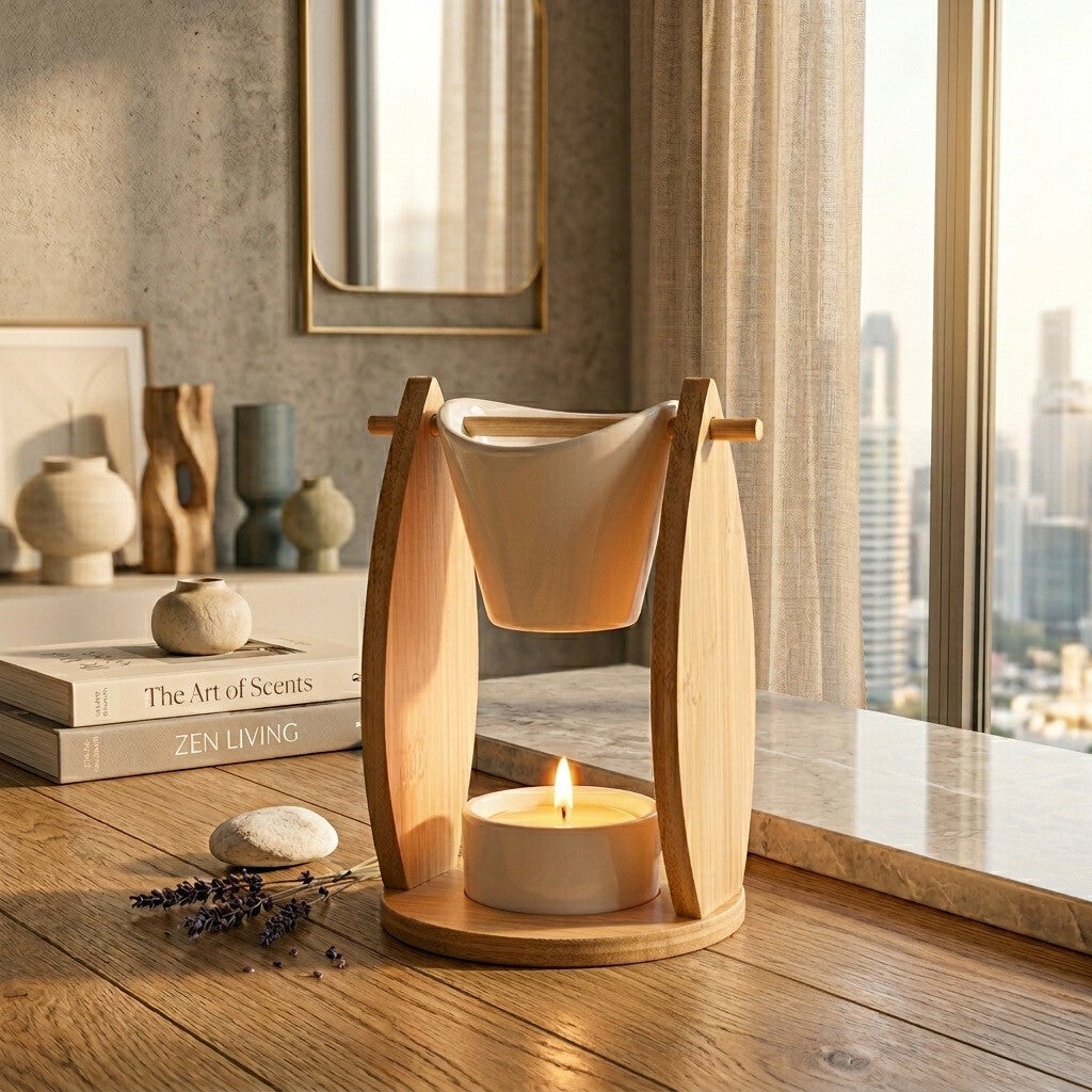 Brûle Parfum - Diffuseur céramique & bambou VOILE