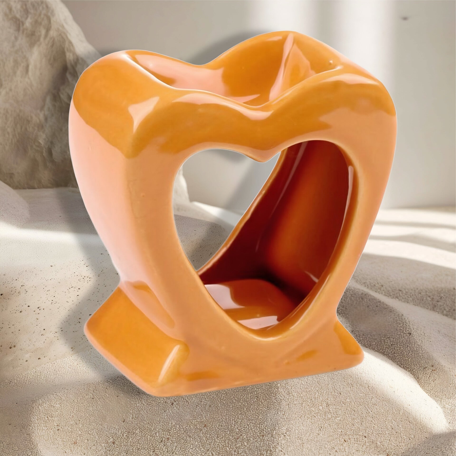 Brûle parfum coeur céramique orange