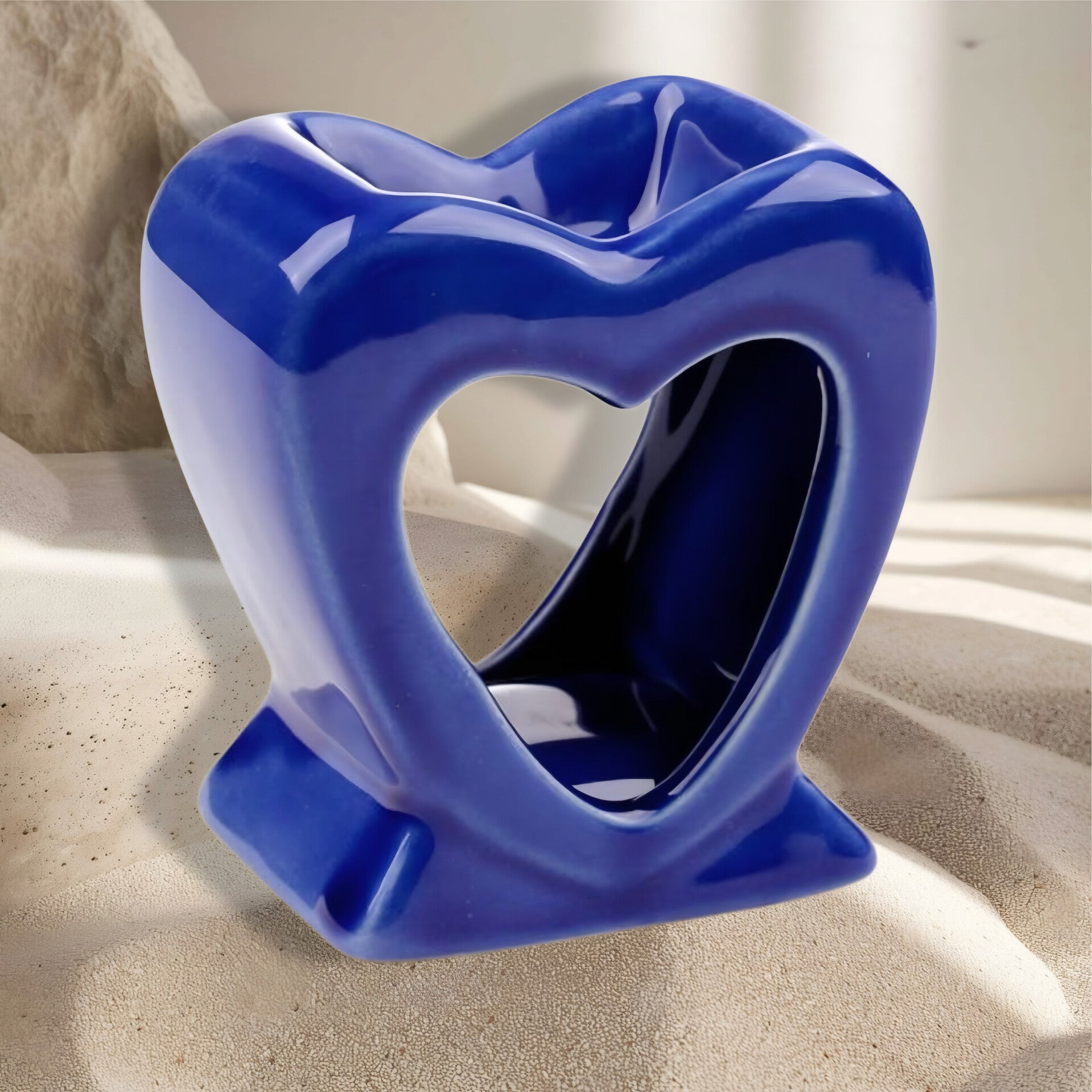 Brûle parfum coeur céramique bleu nuit