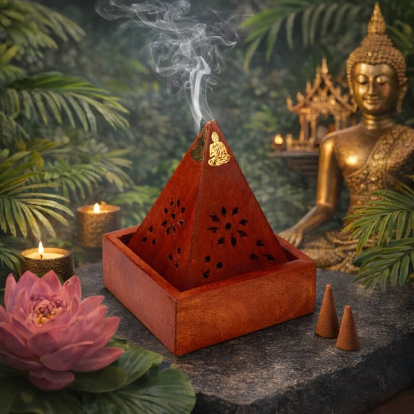 Porte Encens Pyramide Bois de Manguier