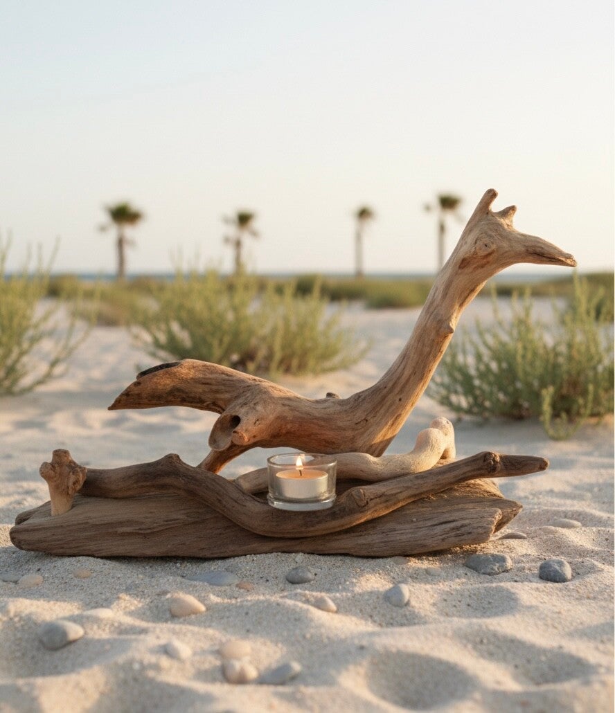 Photophore en bois flotté